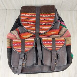 Maranatha Bolivian Bag Backpack Shoulder Leather Canvas Alpaca Messenger Satchel